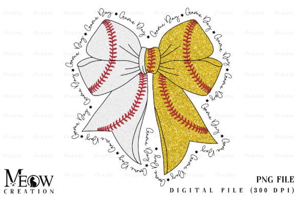Baseball Softball Bow PNG, Game Day PNG: A Versatile Design Resource for Creative Projects