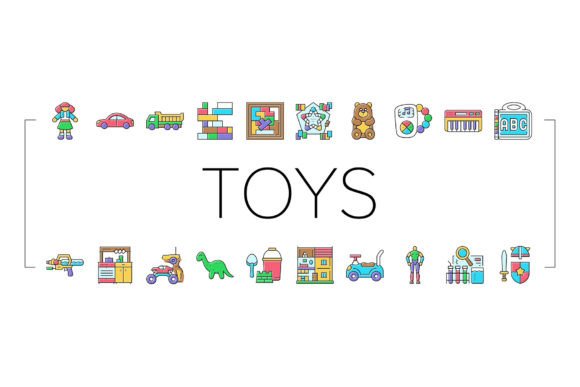 Enhancing Visual Storytelling with Toy Baby Child Game Play Icons Set Vecto