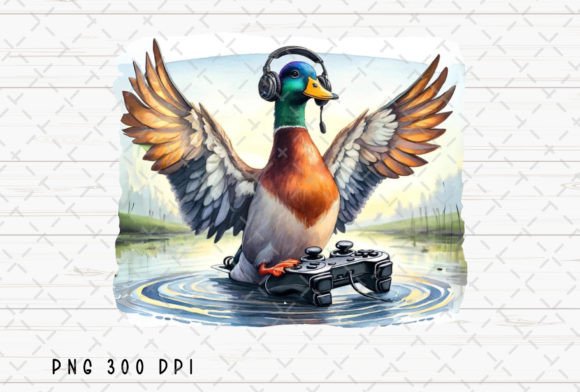 Mallard Duck Playing Game Funny PNG: A Unique Digital Art Choice for Creative Projects