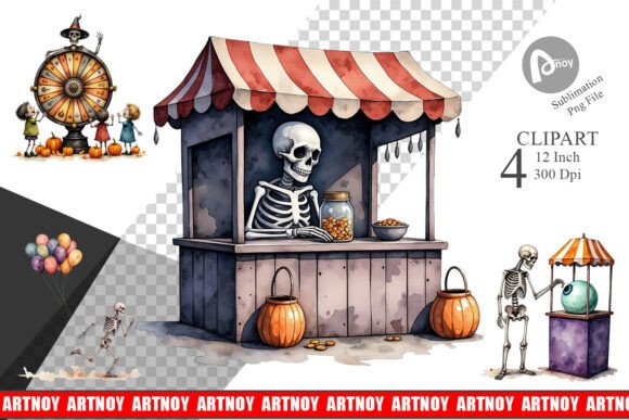 Skeleton Game Booths Clipart: Enhancing Creative Projects with Elegant Design Assets